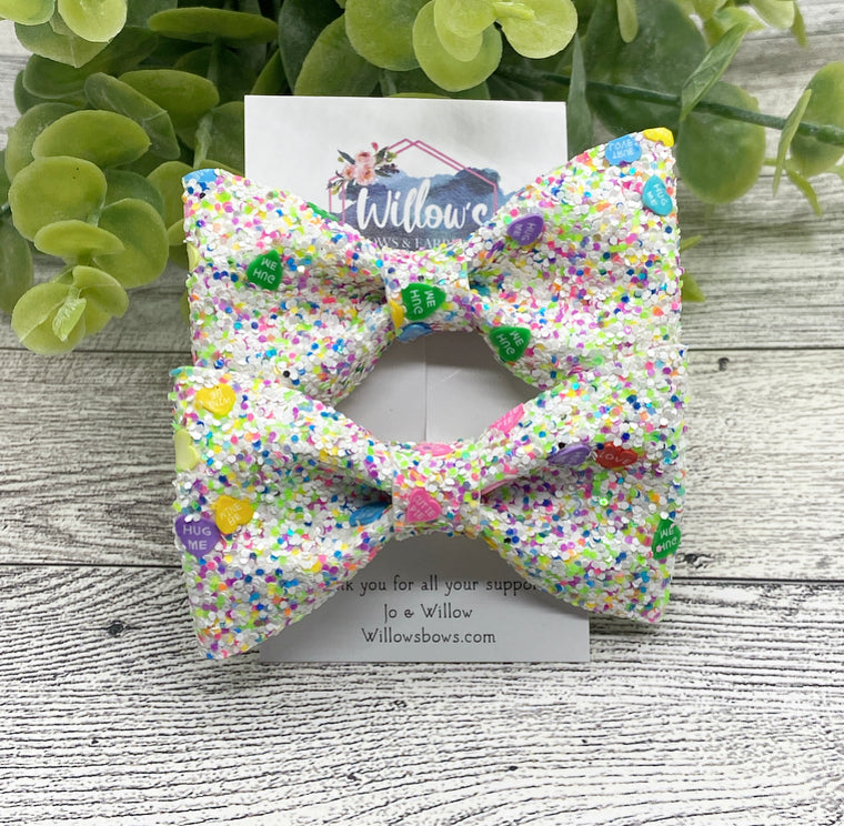 Conversation glitter heart piggies