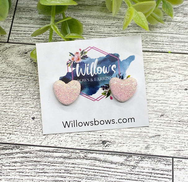 Glitter heart studs