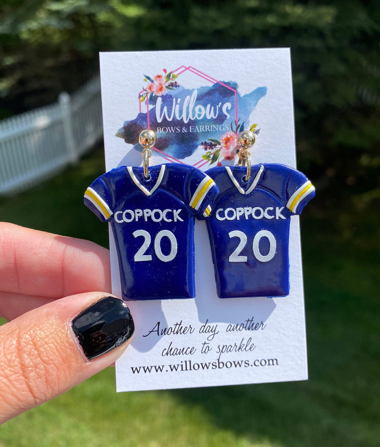 Personalized sports jersey earrings