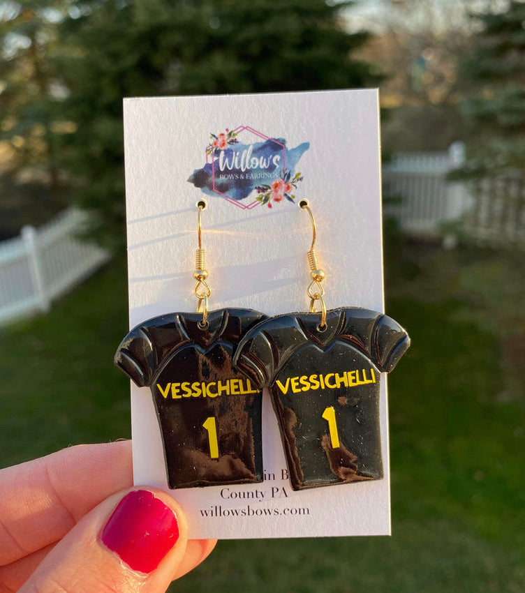 Personalized sports jersey earrings