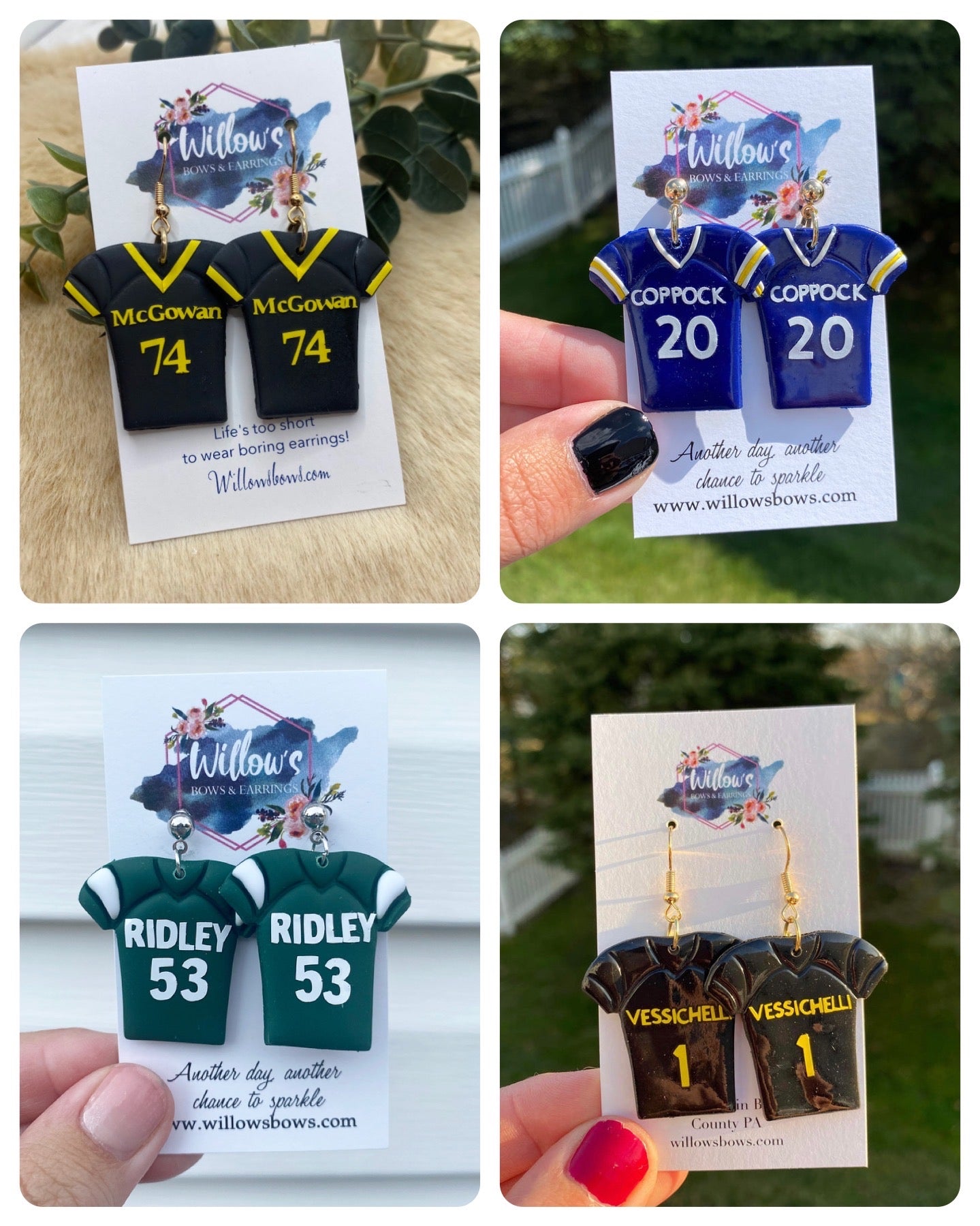 Personalized sports jersey earrings