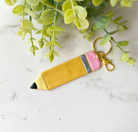 Personalized clay pencil keychain