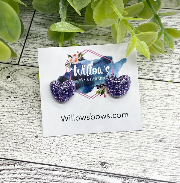 Glitter heart studs