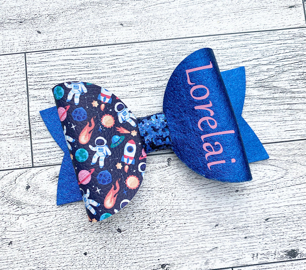Space girl birthday bow