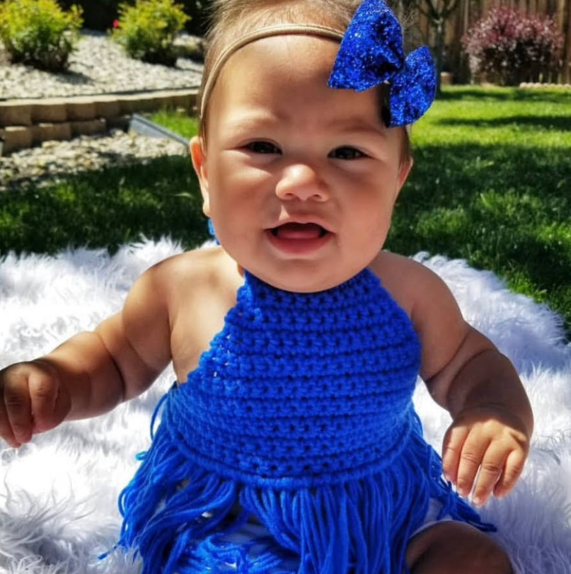Royal blue glitter bow