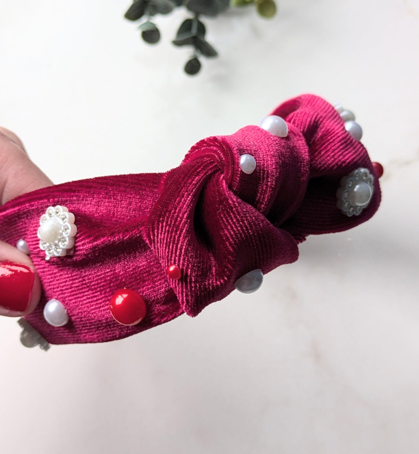 Velvet pearl headband