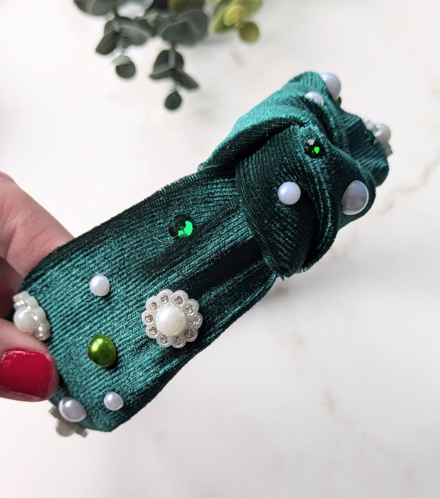 Velvet pearl headband