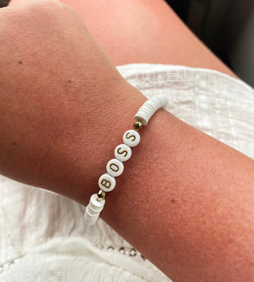 Boss, clay beaded bracelet