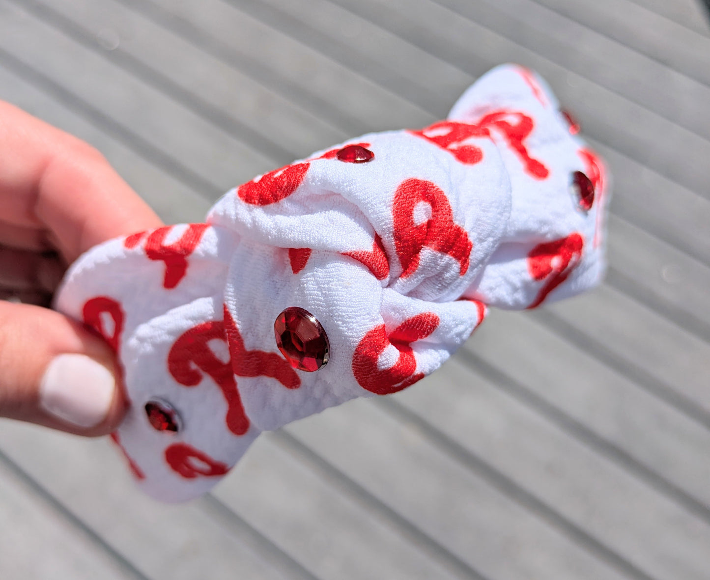 White with red P baseball headbands