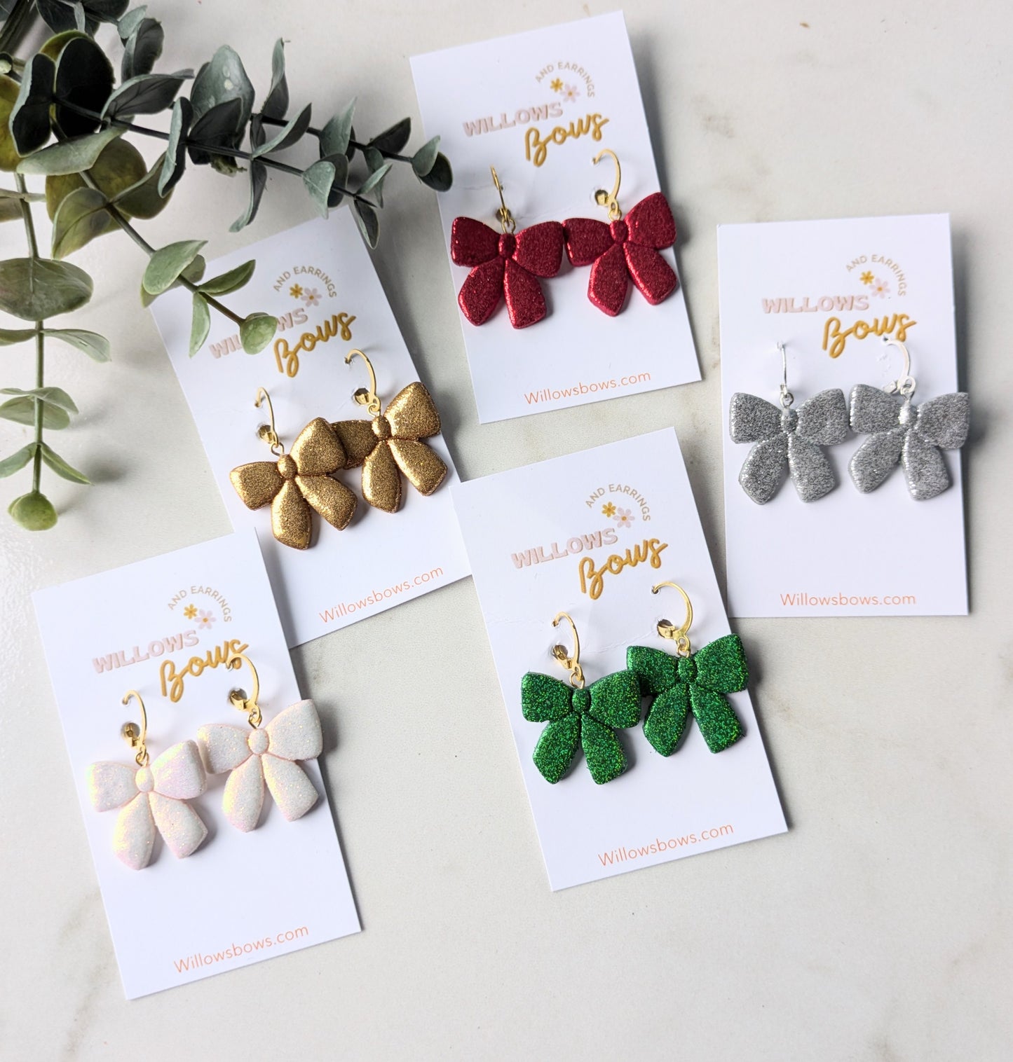 Clay glitter bows