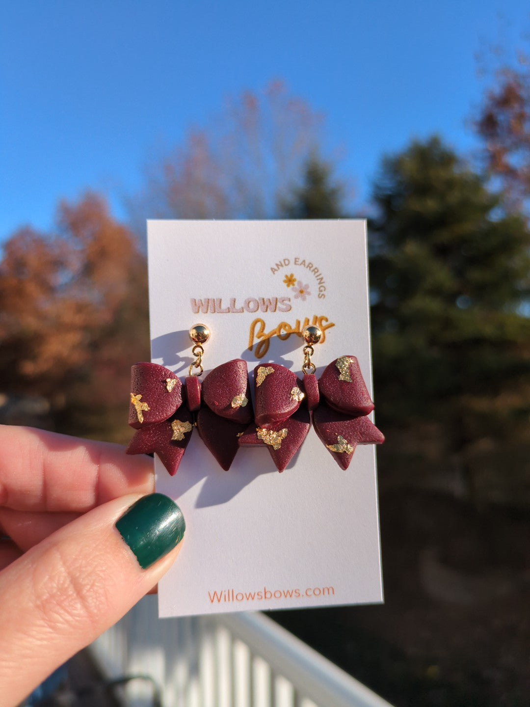 Bow, clay earrings