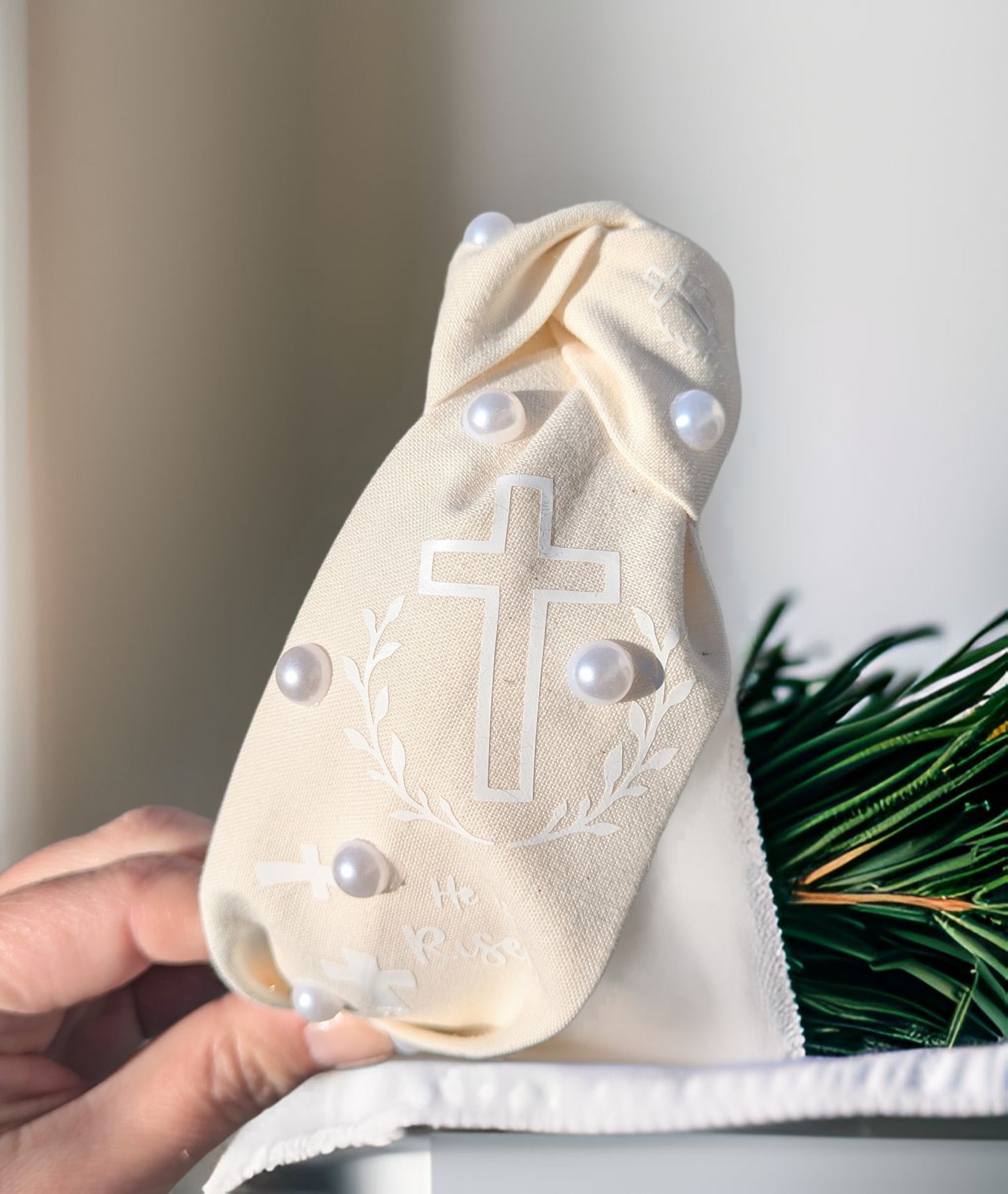 He is risen, knotted headband