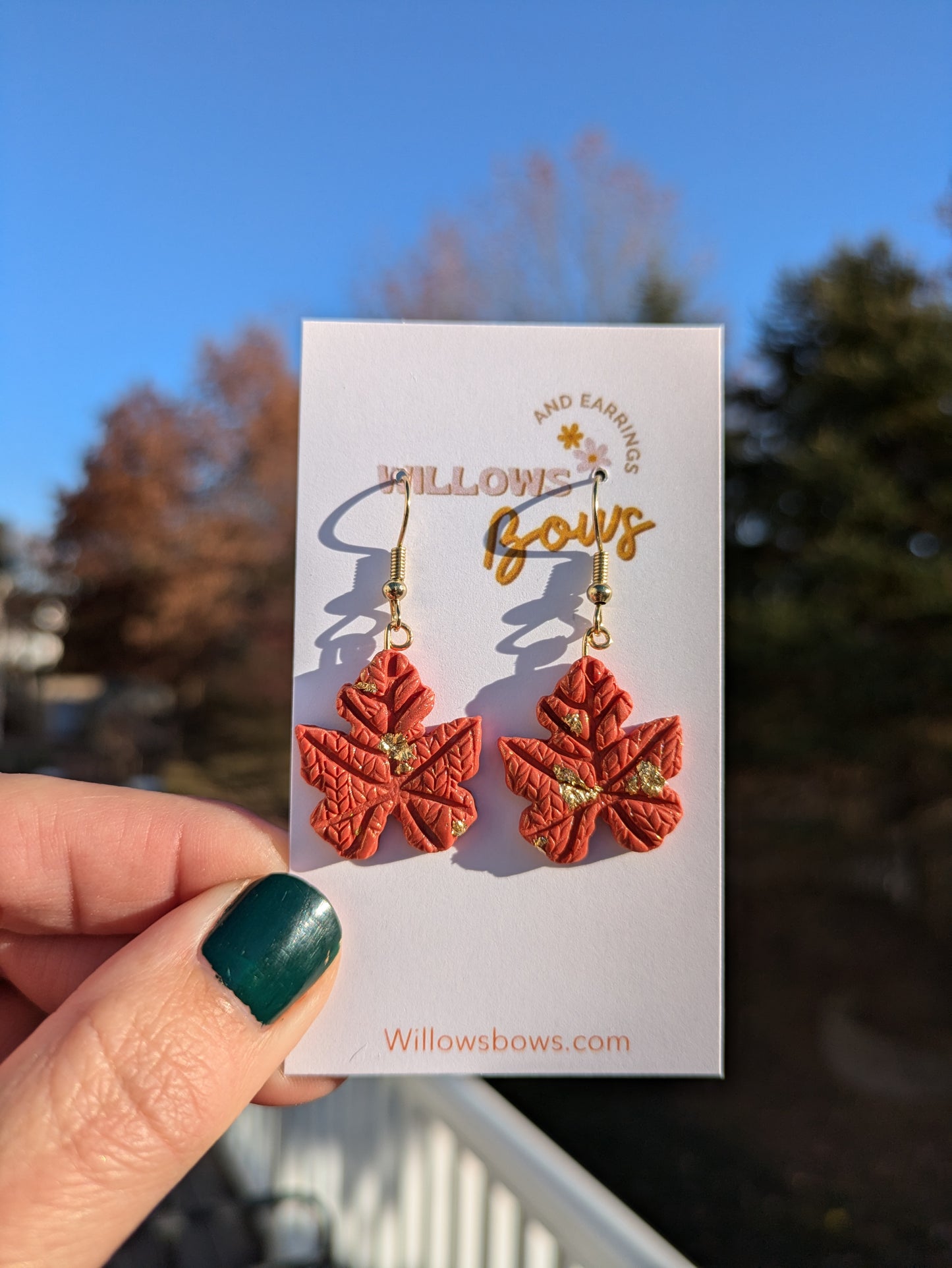 Fall leaves, clay earrings