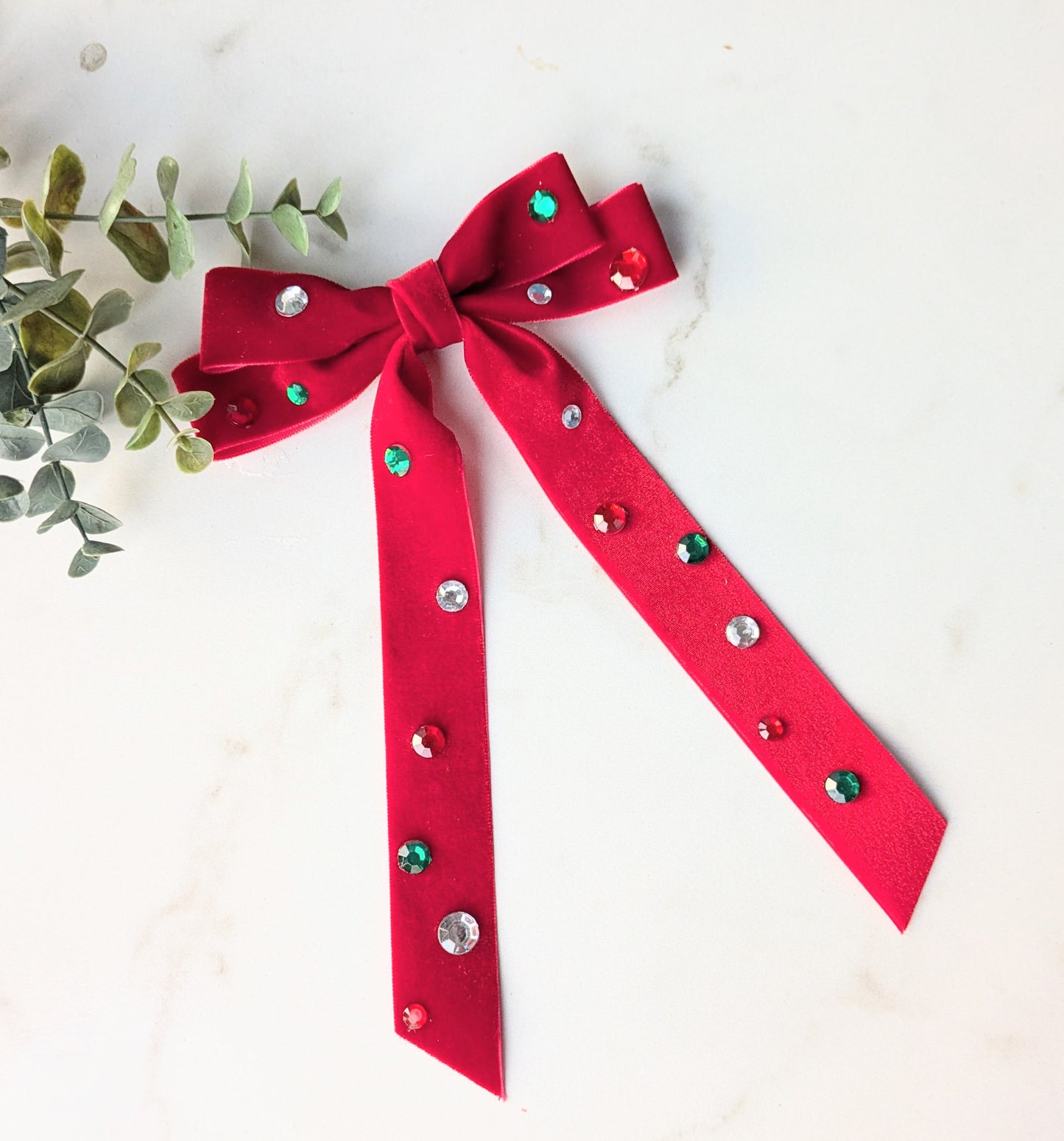 Thin velvet holiday ribbons