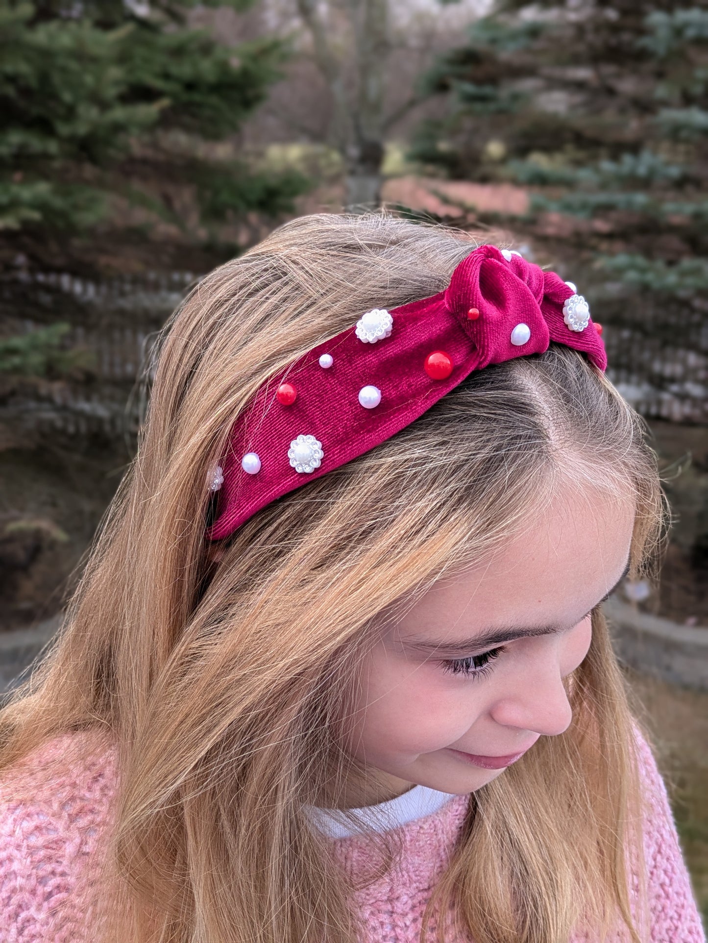 Velvet pearl headband