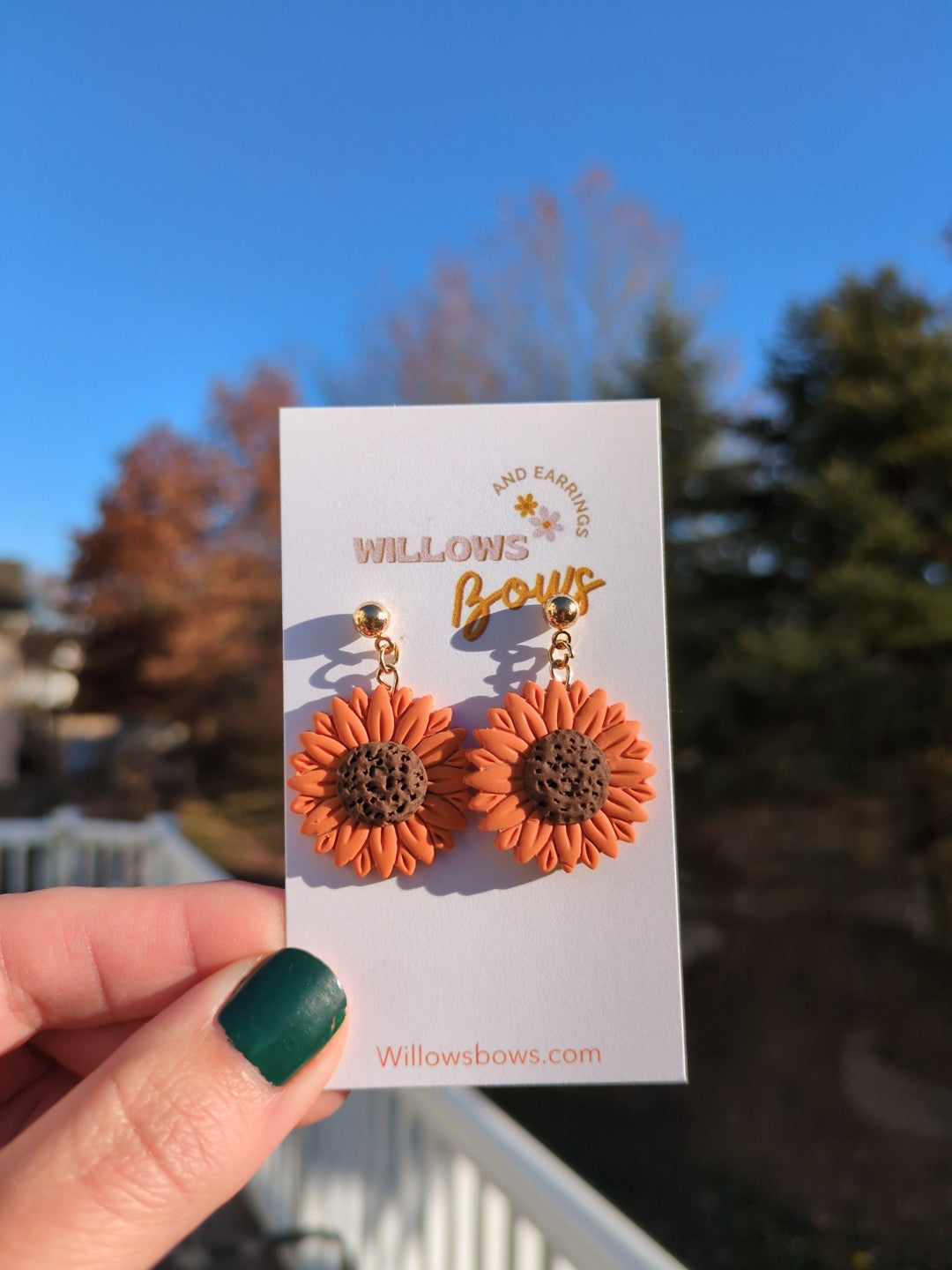 Sunflowers, clay earrings