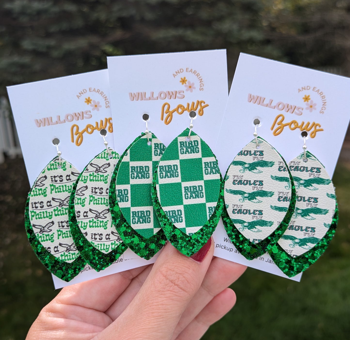 2 tier football earrings