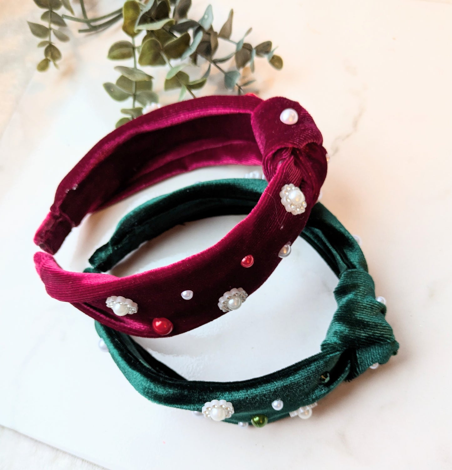 Velvet pearl headband