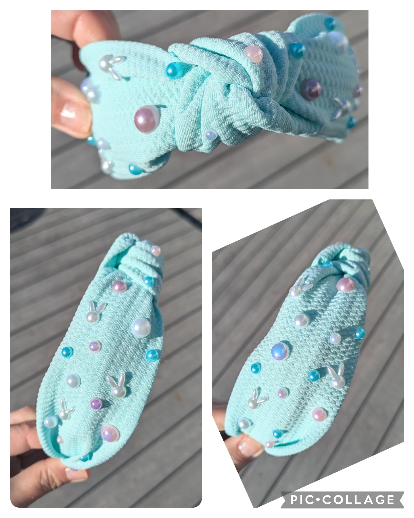 Spring bunny blue, knotted headband