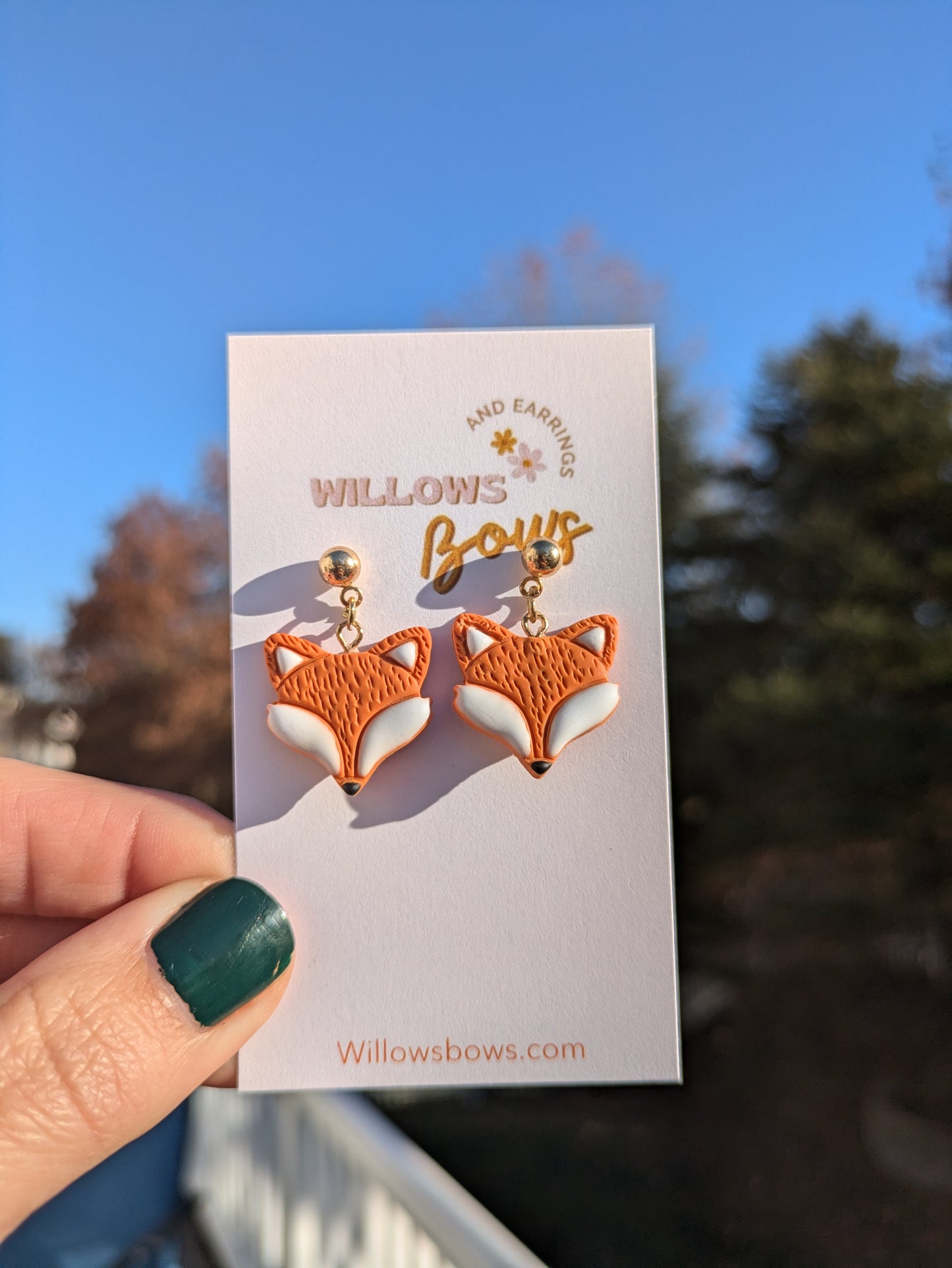 Fox, clay earrings