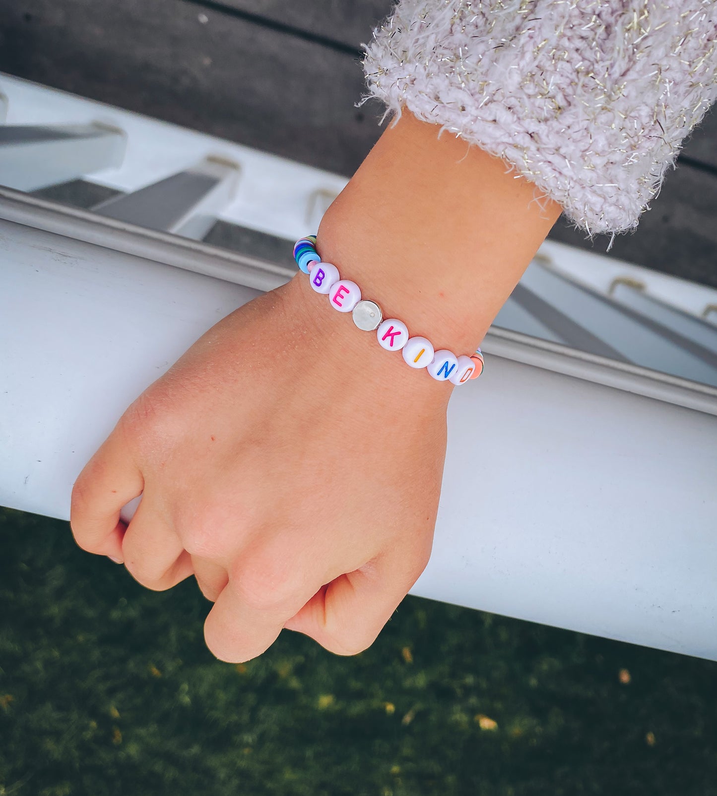 Rainbow clay, personalized bracelet