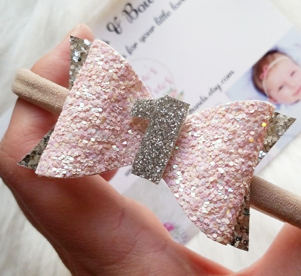 Pink & silver, birthday bow