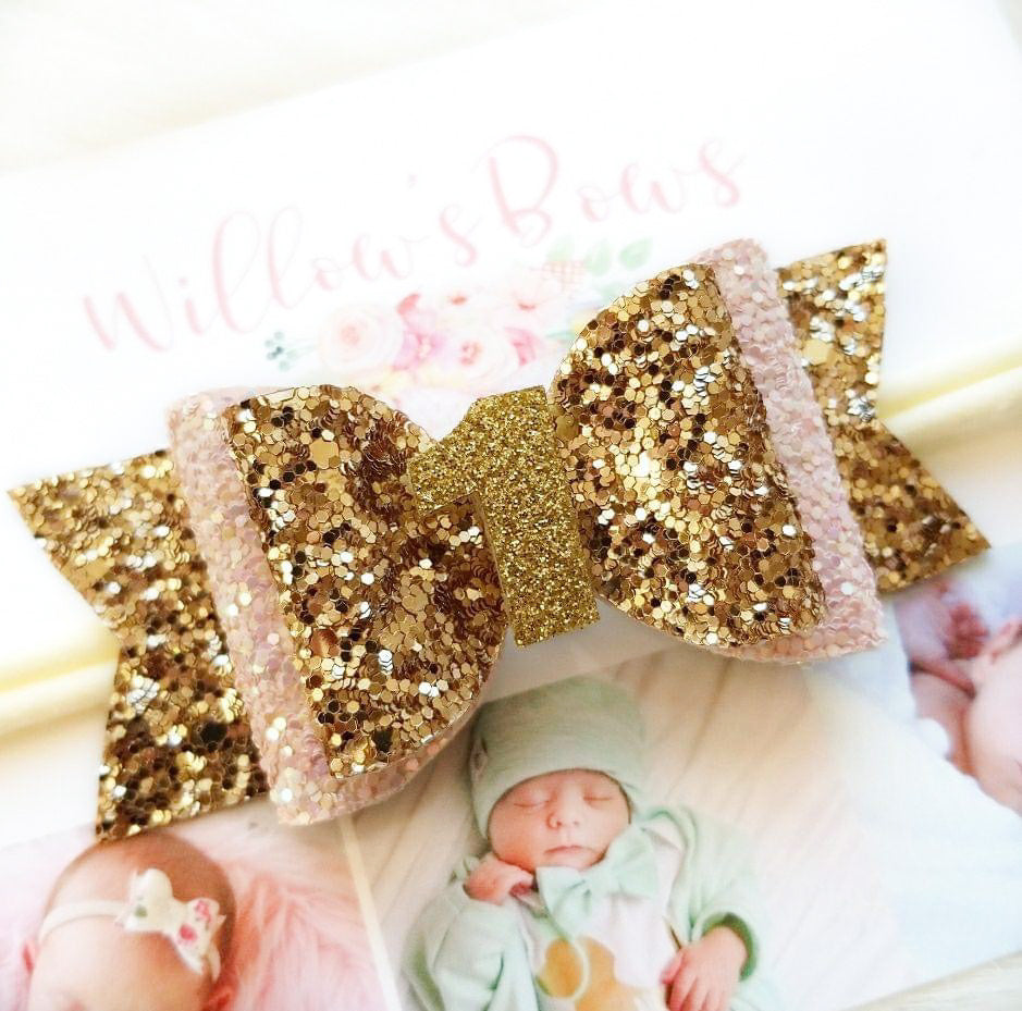 pink & gold, birthday bow