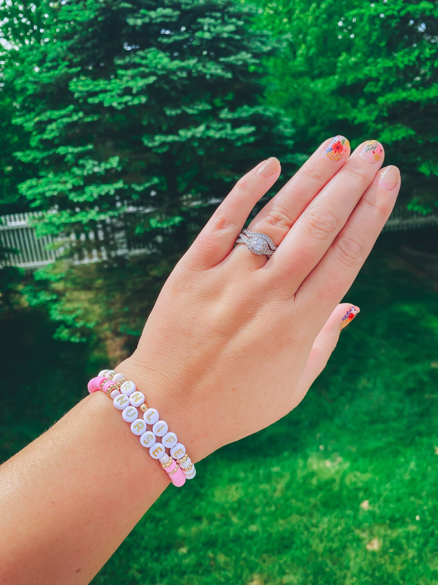 Nurse, clay beaded bracelet