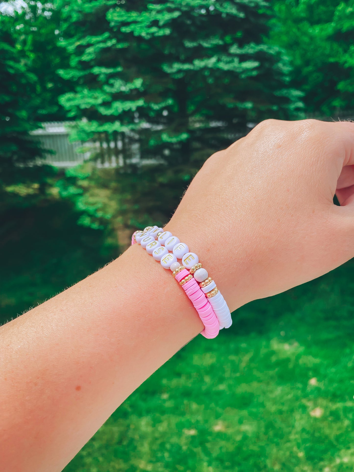 Nurse, clay beaded bracelet