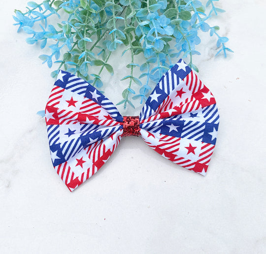 Patriotic gingham oversized bow