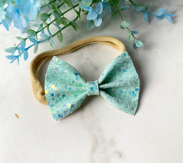 Baby blue glitter bow