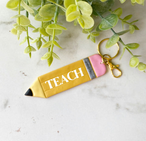 Personalized clay pencil keychain