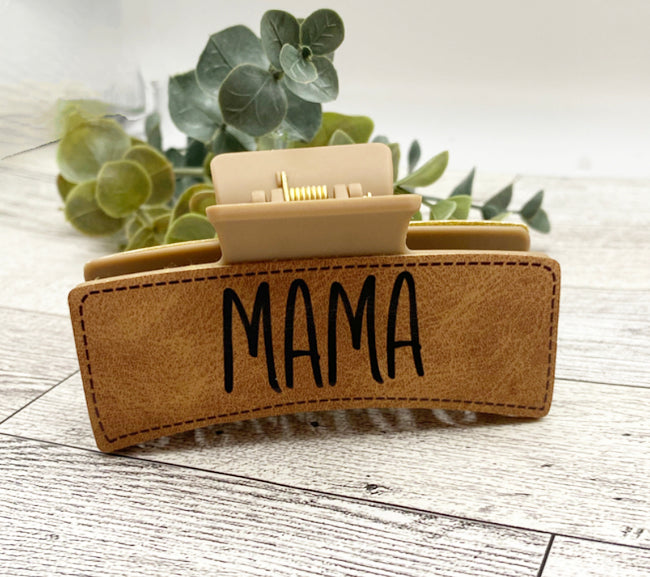 Hand stitched mama hair claw