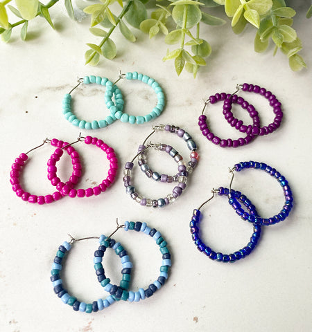 Beaded hoops (slide pictures to see colors)