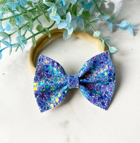 Tangled inspired glitter bow