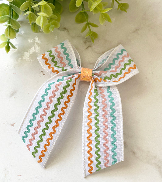 Spring chevron ribbon bow