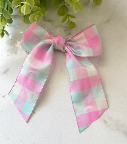 Pastel plaid ribbon bow