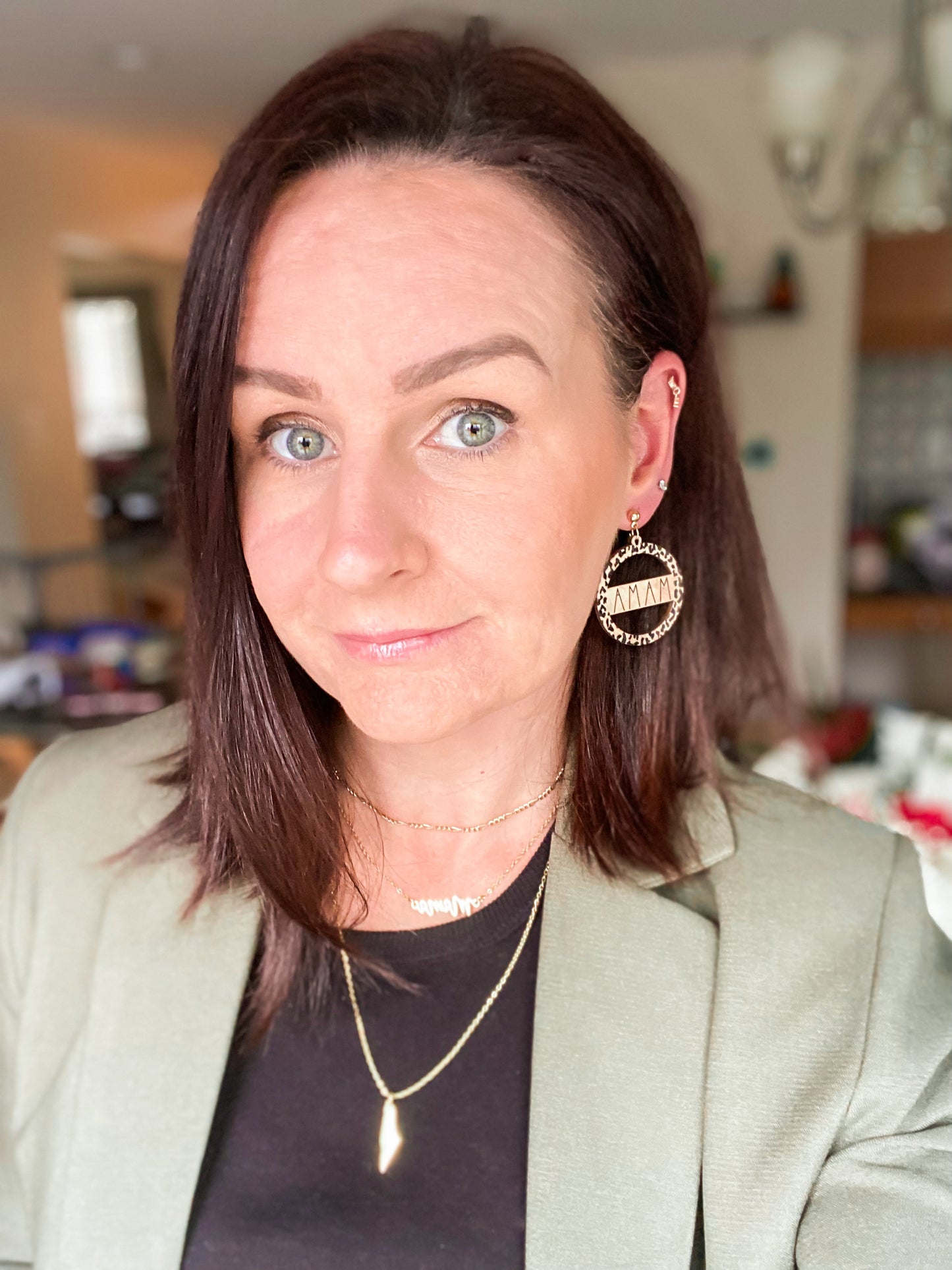 Wooden leopard MAMA earrings