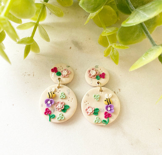 Busy Bee clay earrings