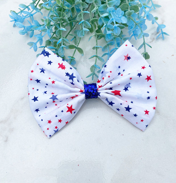 Small patriotic star oversized bow