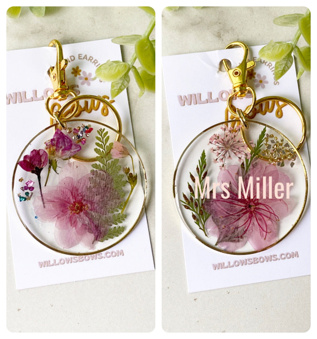 Large Floral Resin keychain