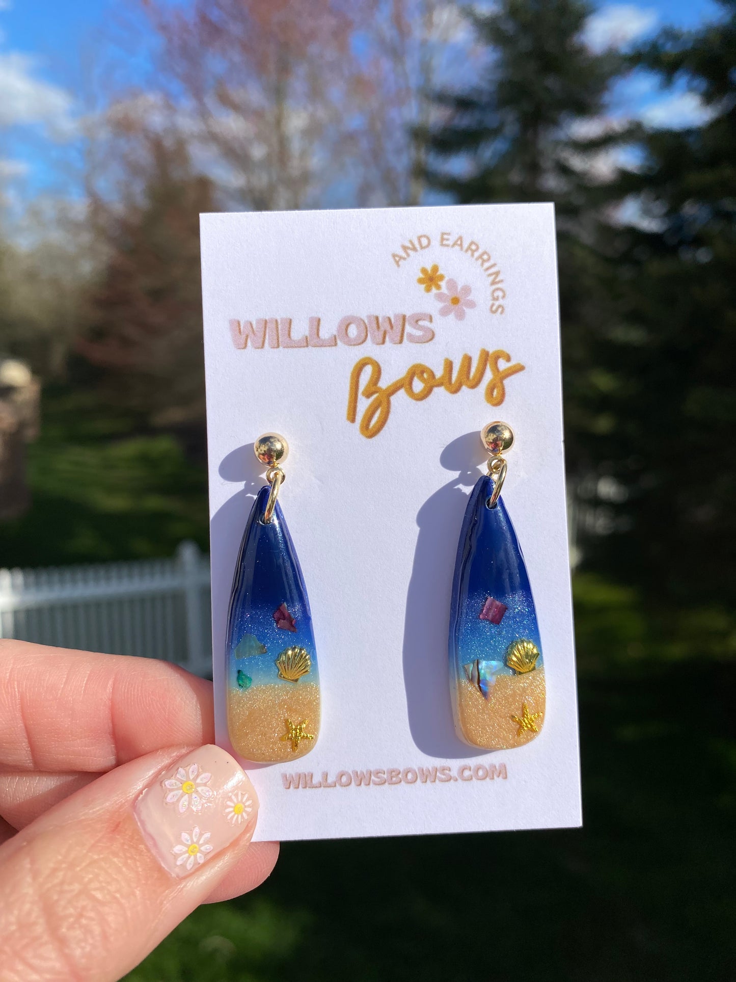 Dagger beach clay earrings