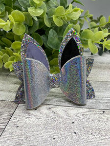 Holographic silver bunny bow
