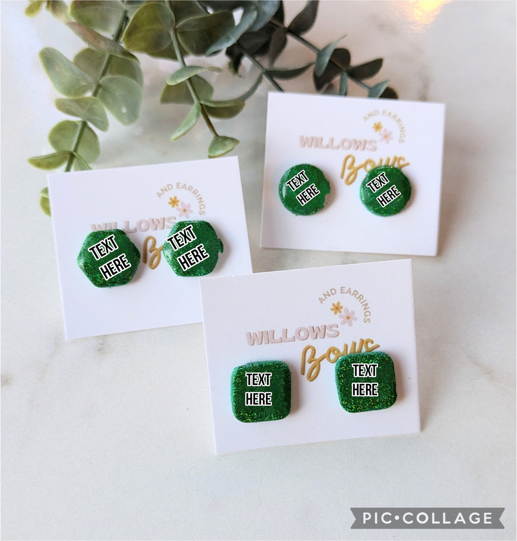 Green glitter studs from TikTok