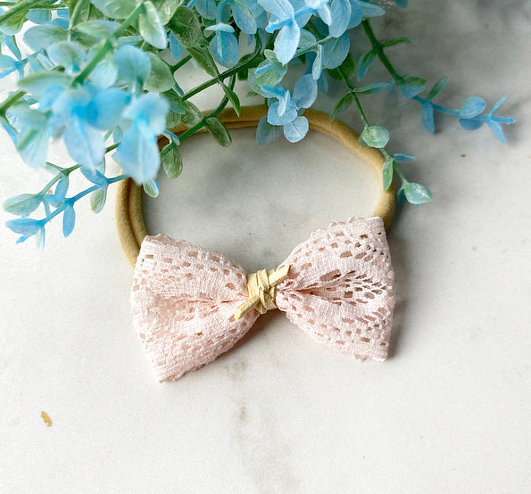 Blush lace bow bow