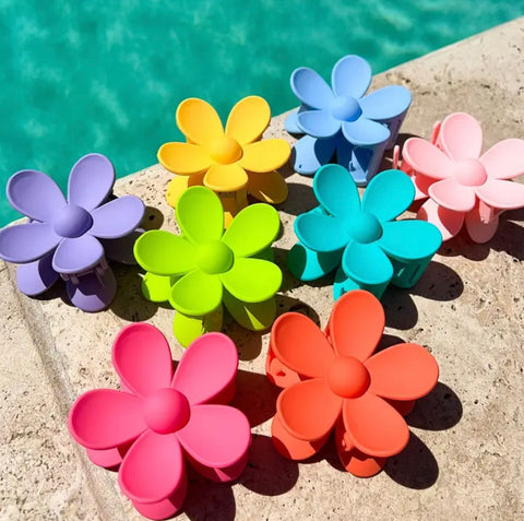Bright floral claw clips