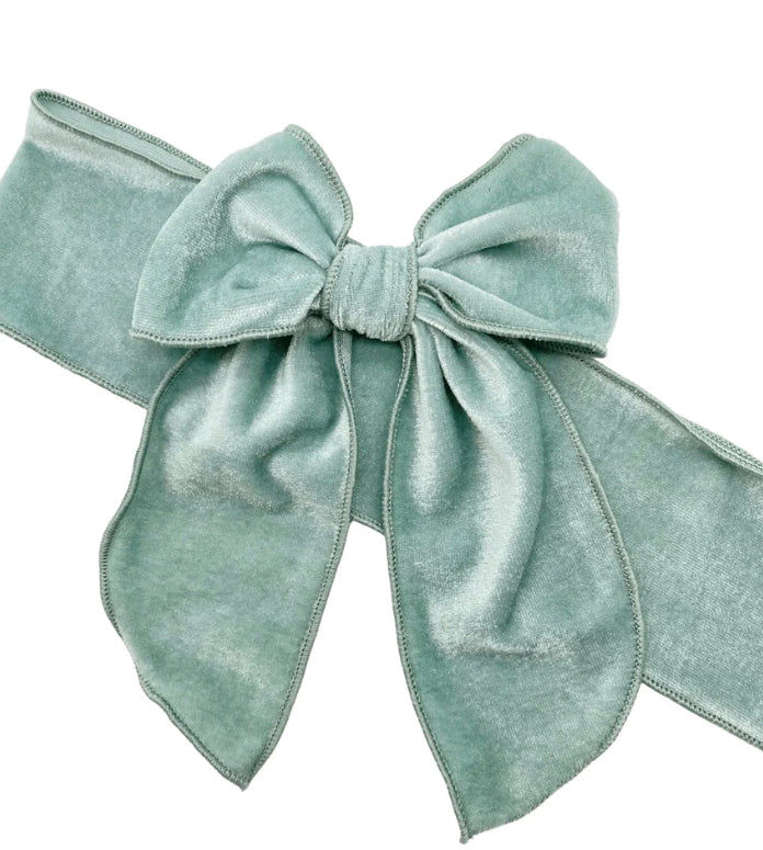 Large mint velvet ribbon