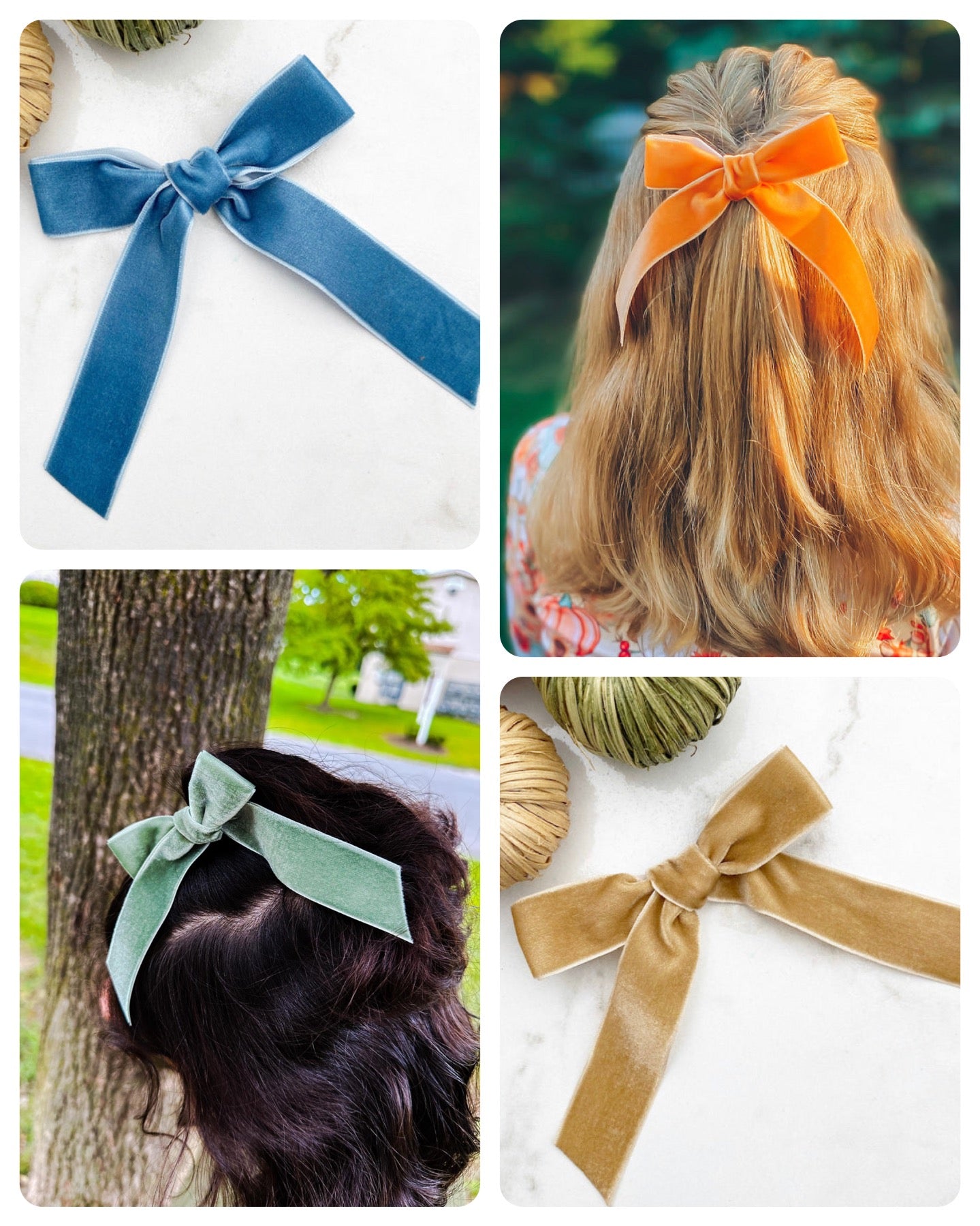 Thin velvet ribbons