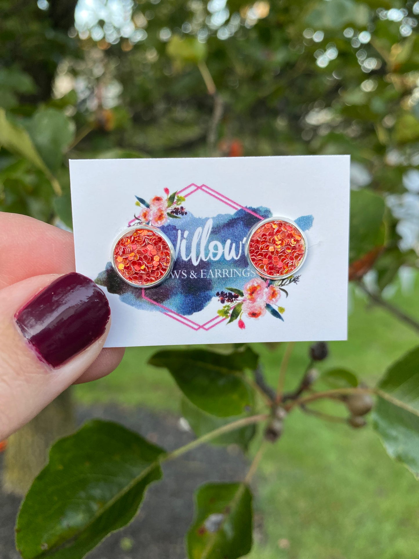 Bonfire glitter studs