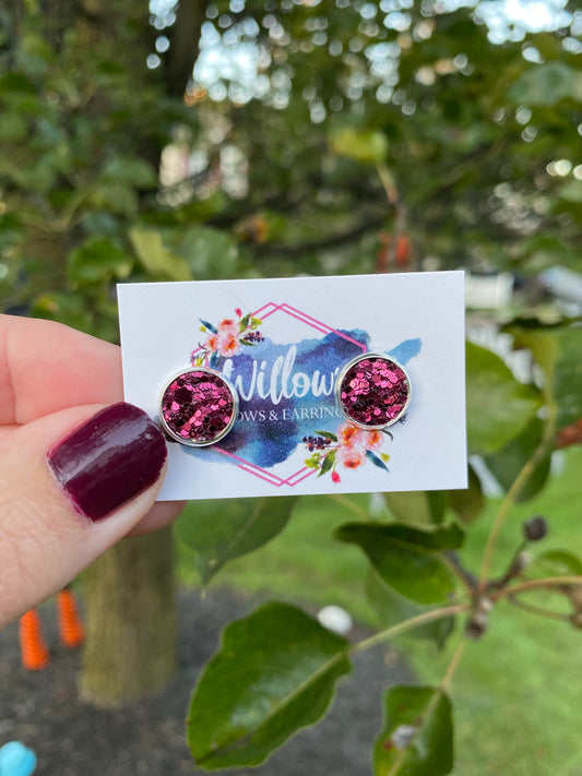Wine glitter studs 12mm